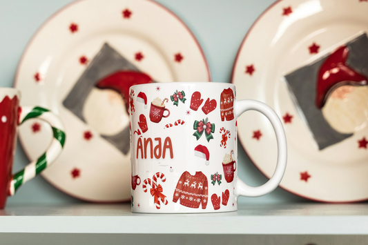 božična skodelica v rdeči barvi, za darilo