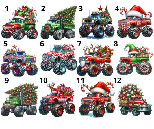 Božična emajlirana skodelica z motivom monster trucka in imenom – personalizirano darilo za otroke - motivi