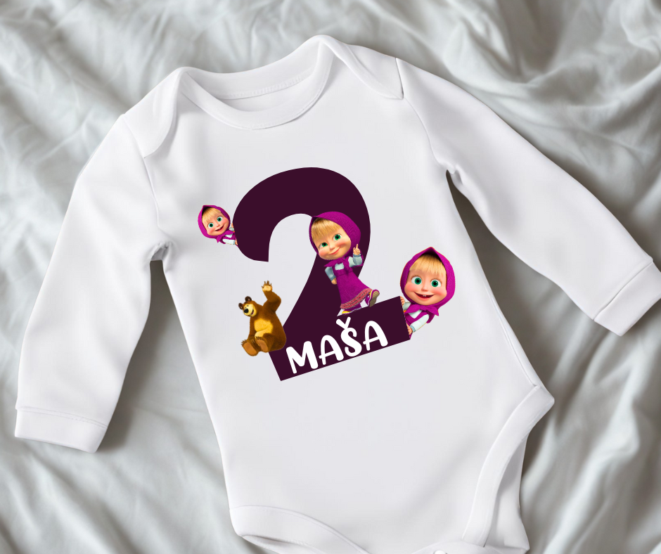 Bodi - Rojstni dan z motivom Maše in medveda