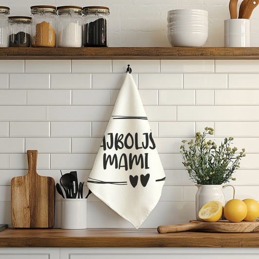 Kuhinjska brisača z napisom Najboljša babi – darilo za babico