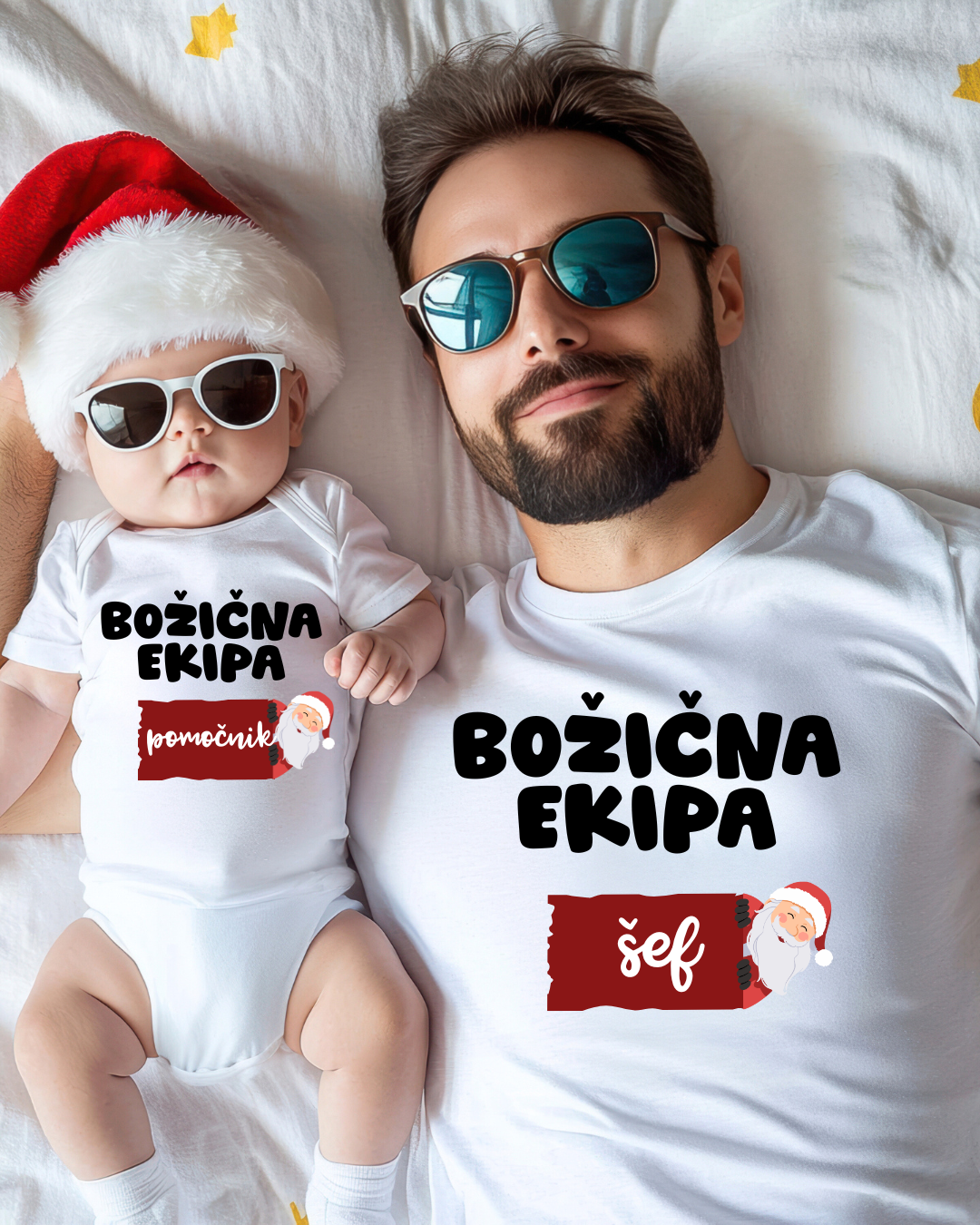 matchy matchy komplet za očija/atija in dojenčka, zabaven napis