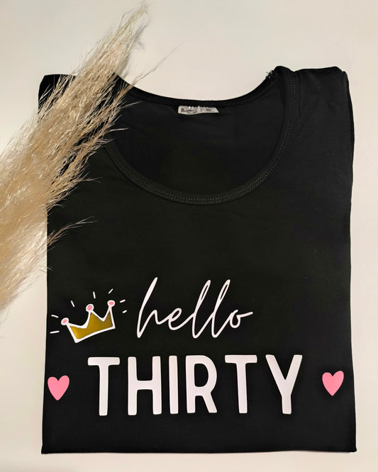 Majica z napisom hello in kronico – praznično oblačilo za 30. 40. rojstni dan