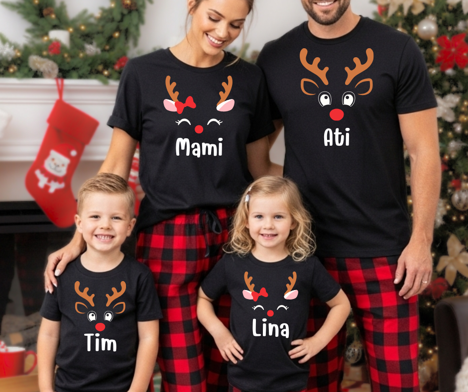 Družinski komplet - Božične majice z jelenčki