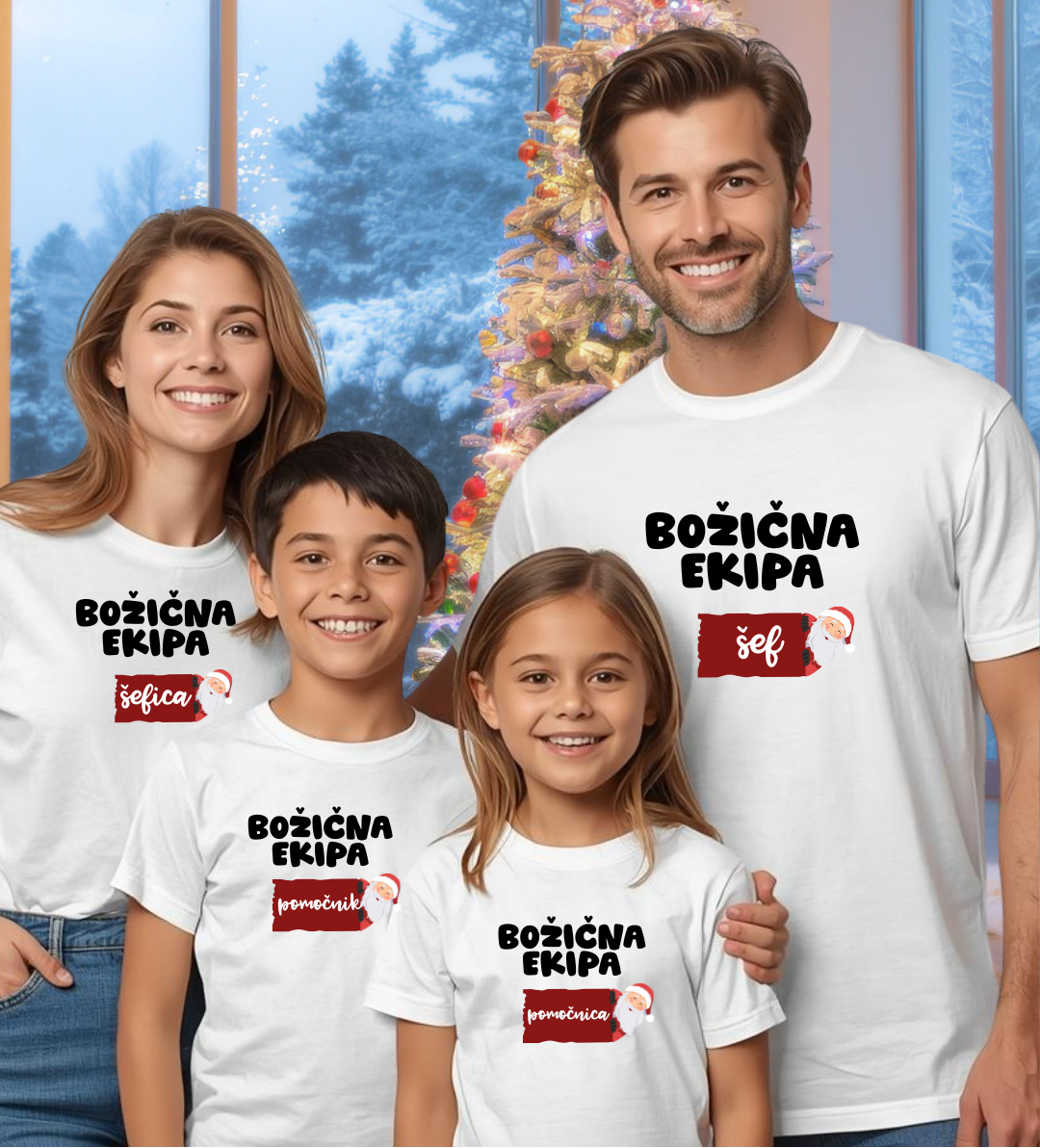 usklajene majice božična ekipa za celotno družino