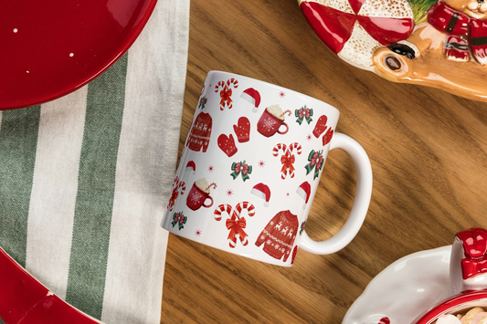 božična skodelica v rdeči barvi, za darilo