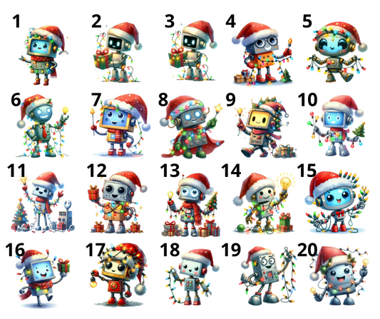 Božična emajlirana skodelica z motivom božičnega robota in imenom  – personalizirano darilo za otroke - motivi