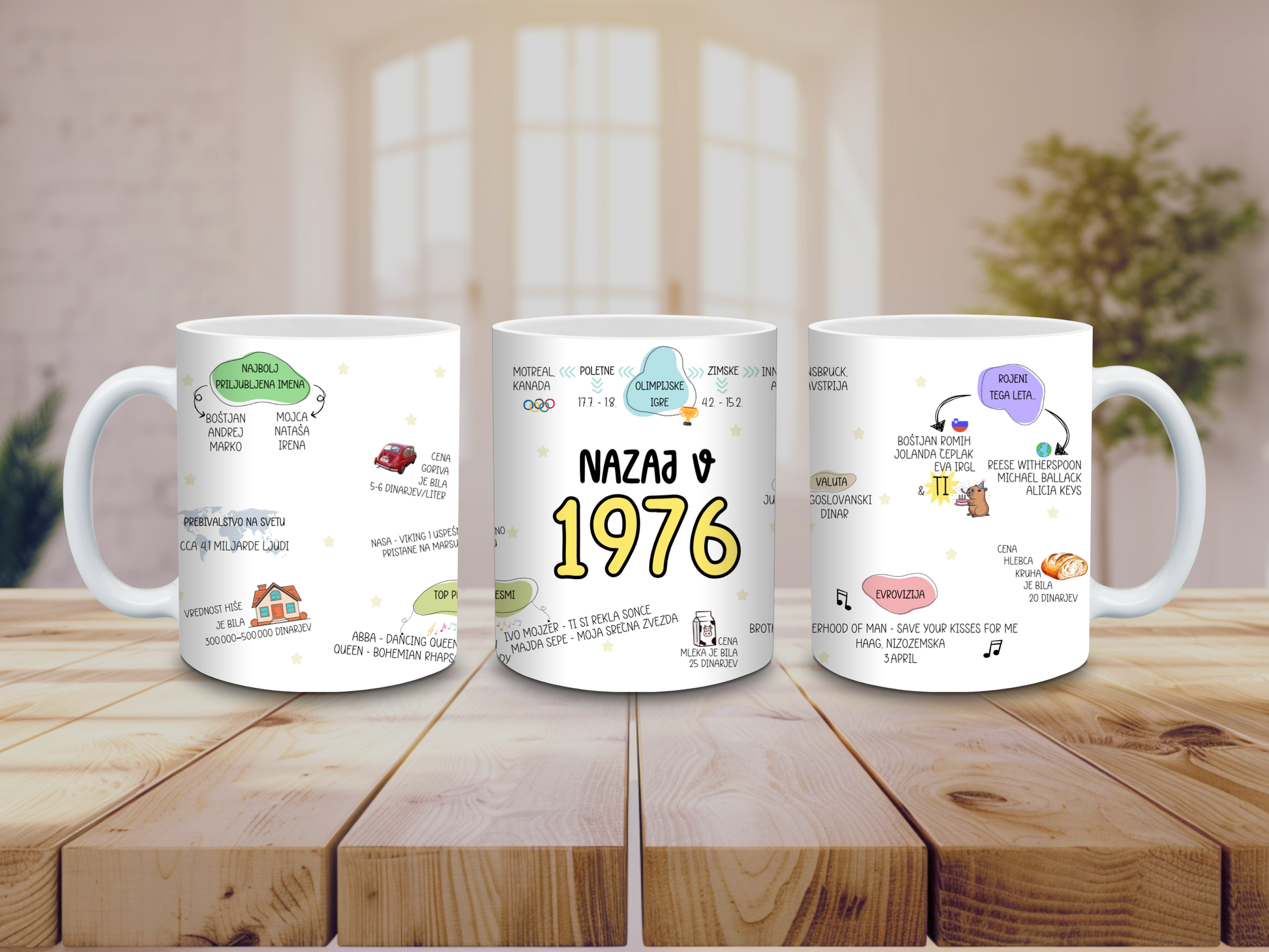 Skodelica z realnimi dogodki, zapisi v letu 1976, skodelica za 50 let