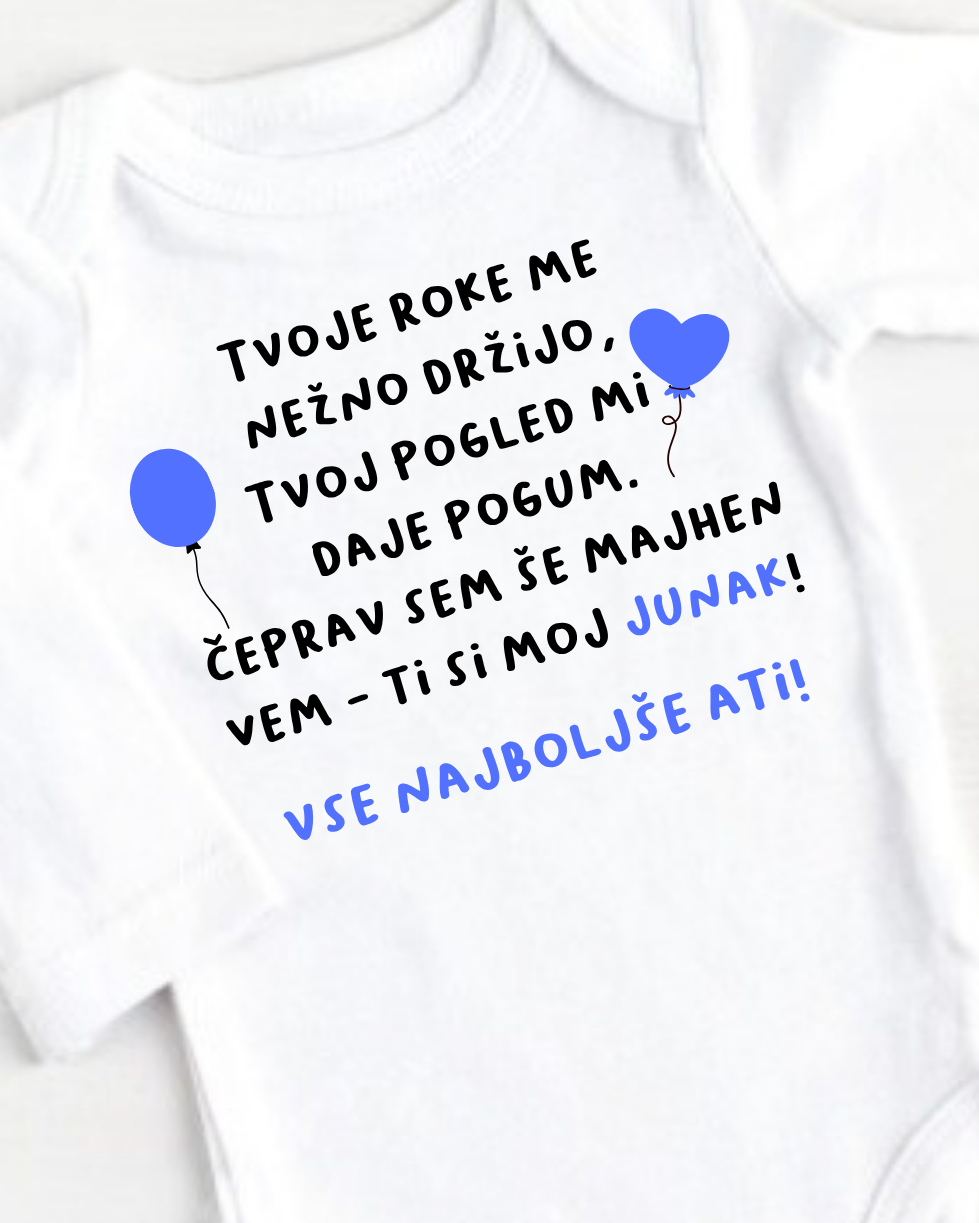 Bodi za dojenčka z napisom Ti si moj junak – darilo za očkov rojstni dan ali praznik