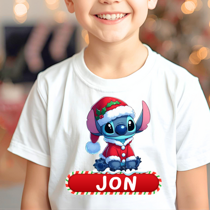 Majica s personalizacijo - ime, in Stitch za otroke - božično