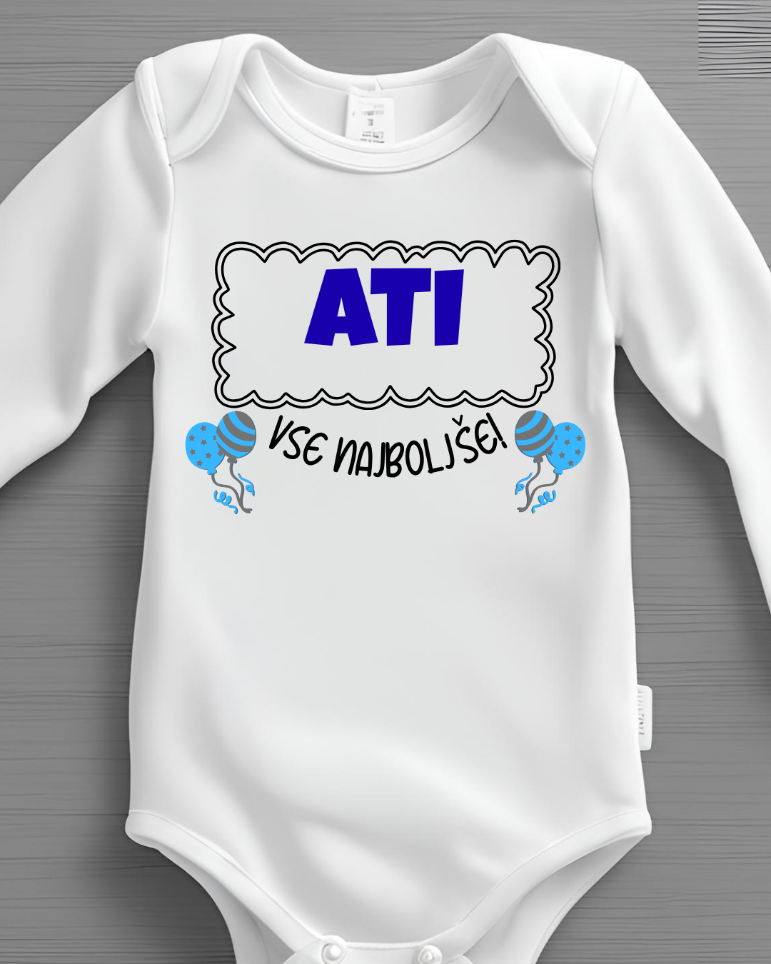 Bodi za dojenčka z napisom ATI vse najboljše - darilo za očkov rojstni dan ali praznik