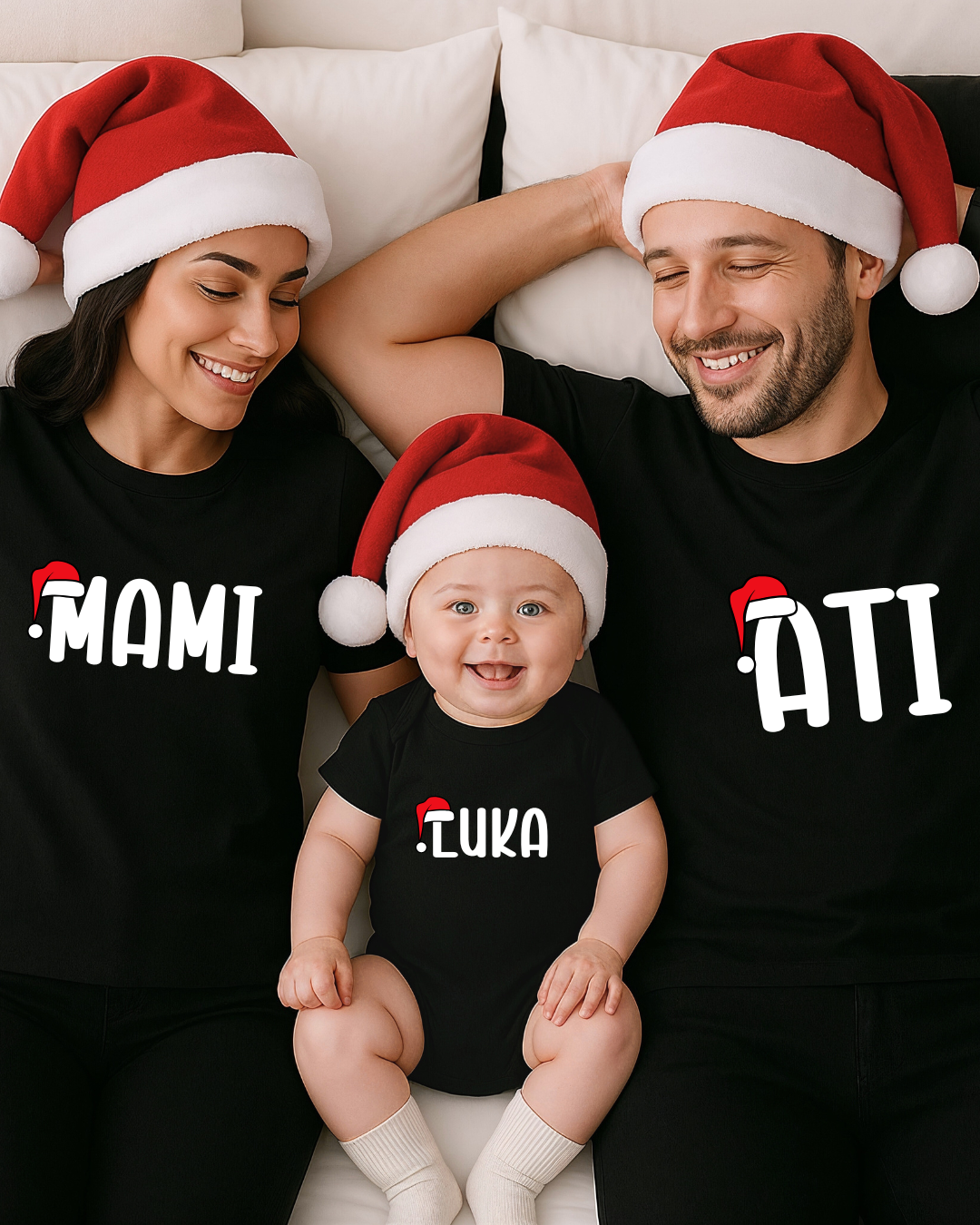 Personaliziran družinski komplet – MAMI, ATI in IME dojenčka