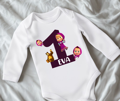 Bodi - Rojstni dan z motivom Maše in medveda