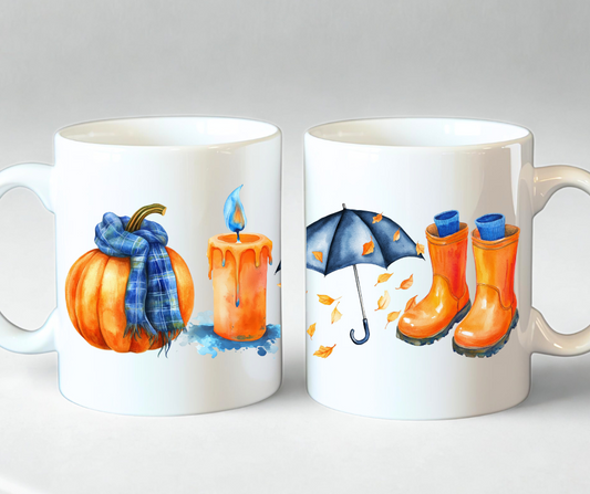 Keramična skodelica z jesenskimi motivi za odrasle