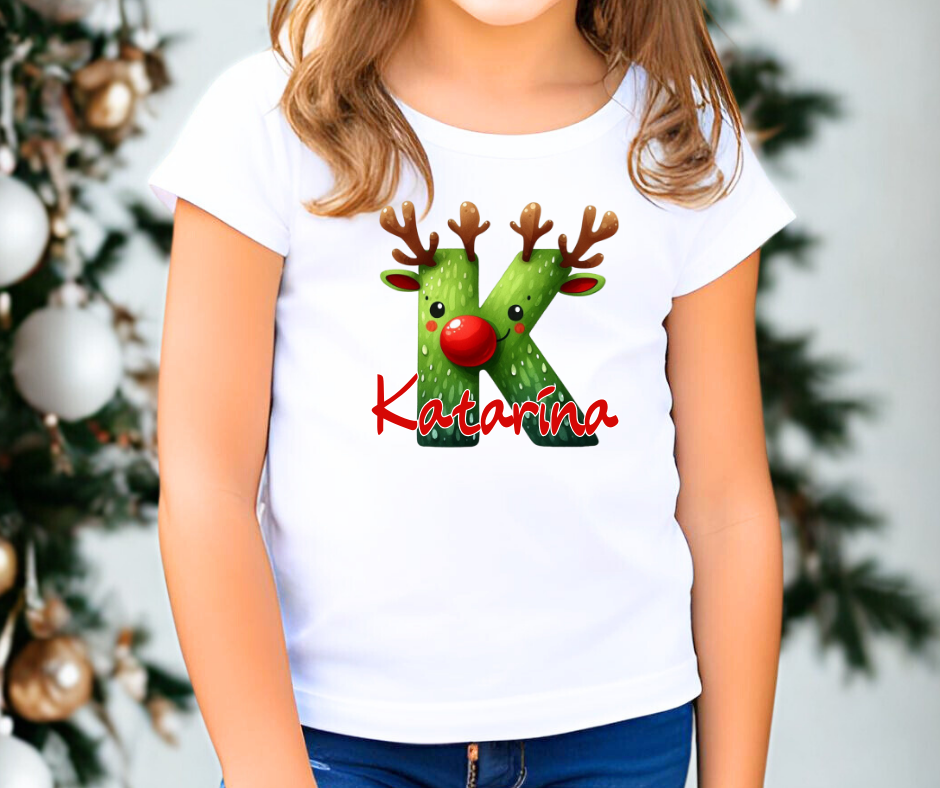 Praznična majica z začetnico in imenom - za otroke