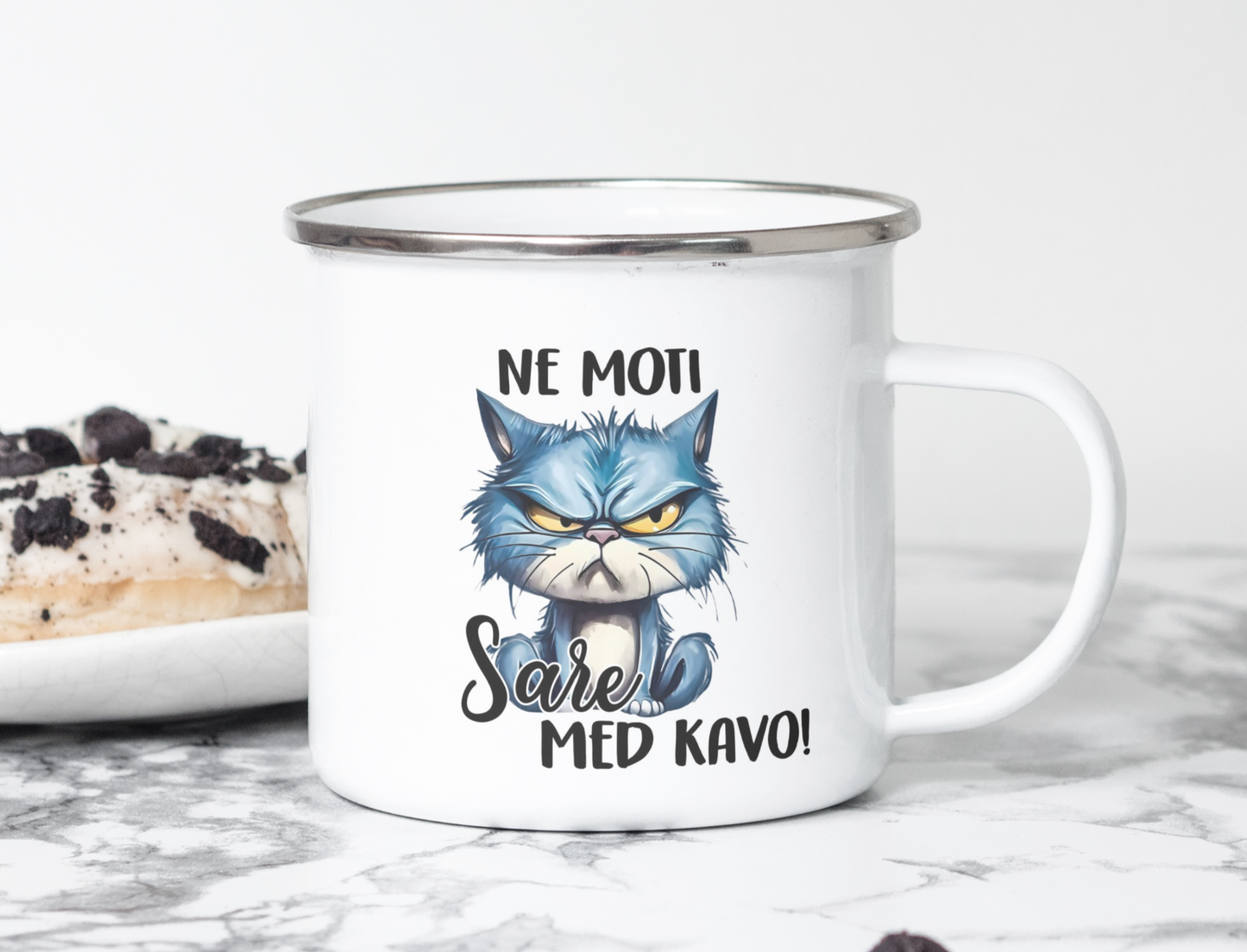 Skodelica - ne moti med kavo, z motivom hude mucke