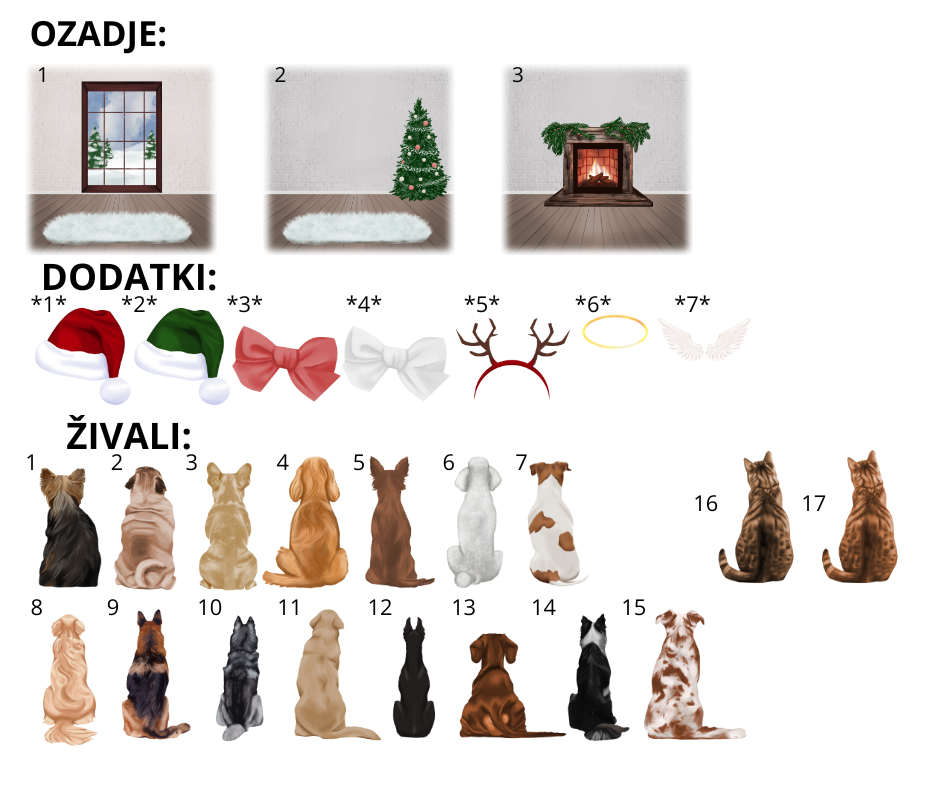 Božični okrasek z ilustracijo družine in imeni – personalizirana dekoracija za praznično drevo