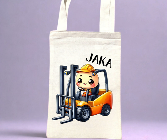 Otroška tote bag z motivom vozil in imenom  – personalizirana tote vreča torba za malčke