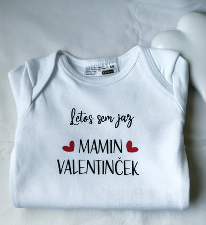 bodi za otroke z napisom Letos sem jaz mamin valentinček