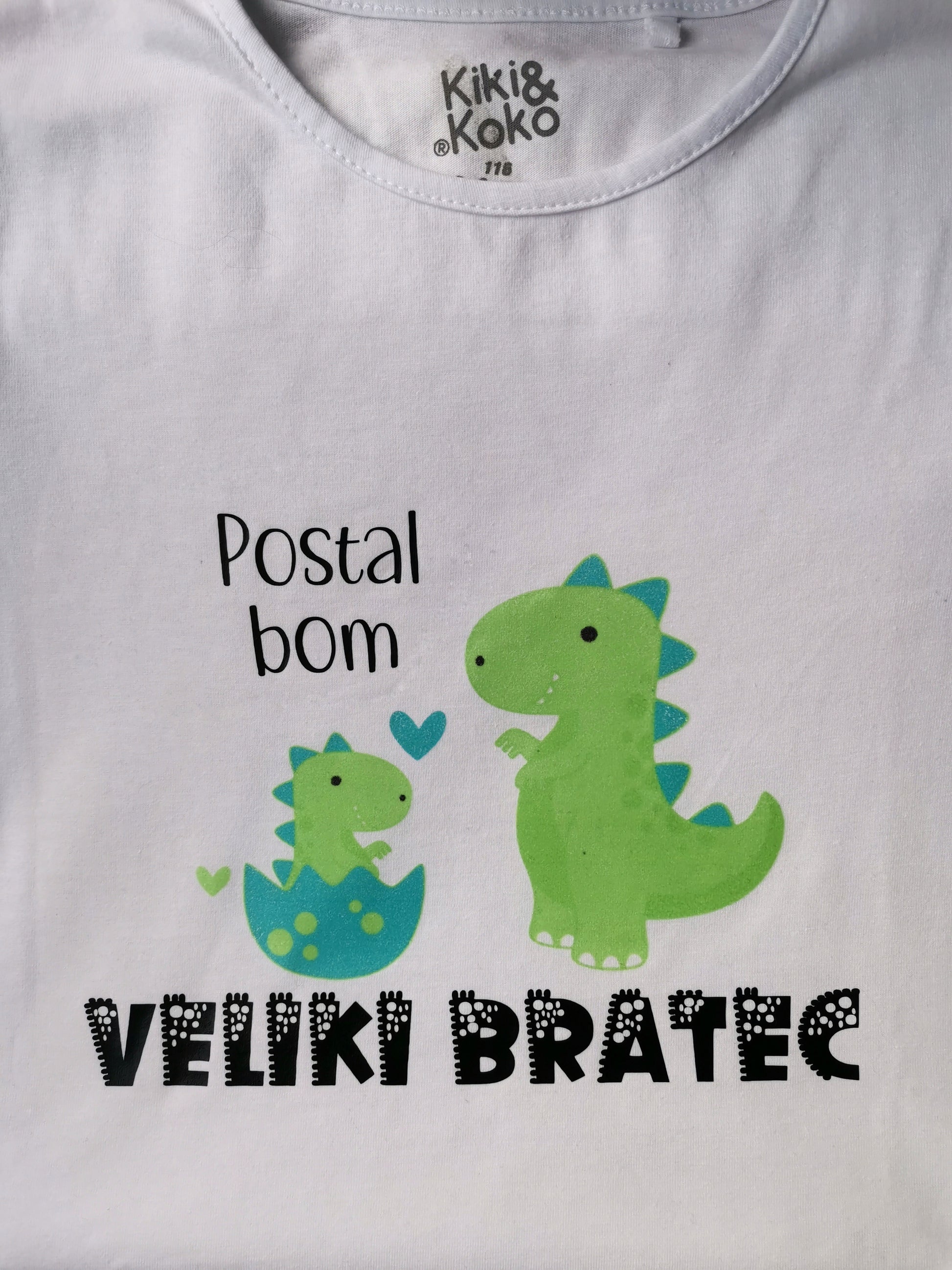 Otroška majica postal bom veliki bratec, z motivom dinozavra
