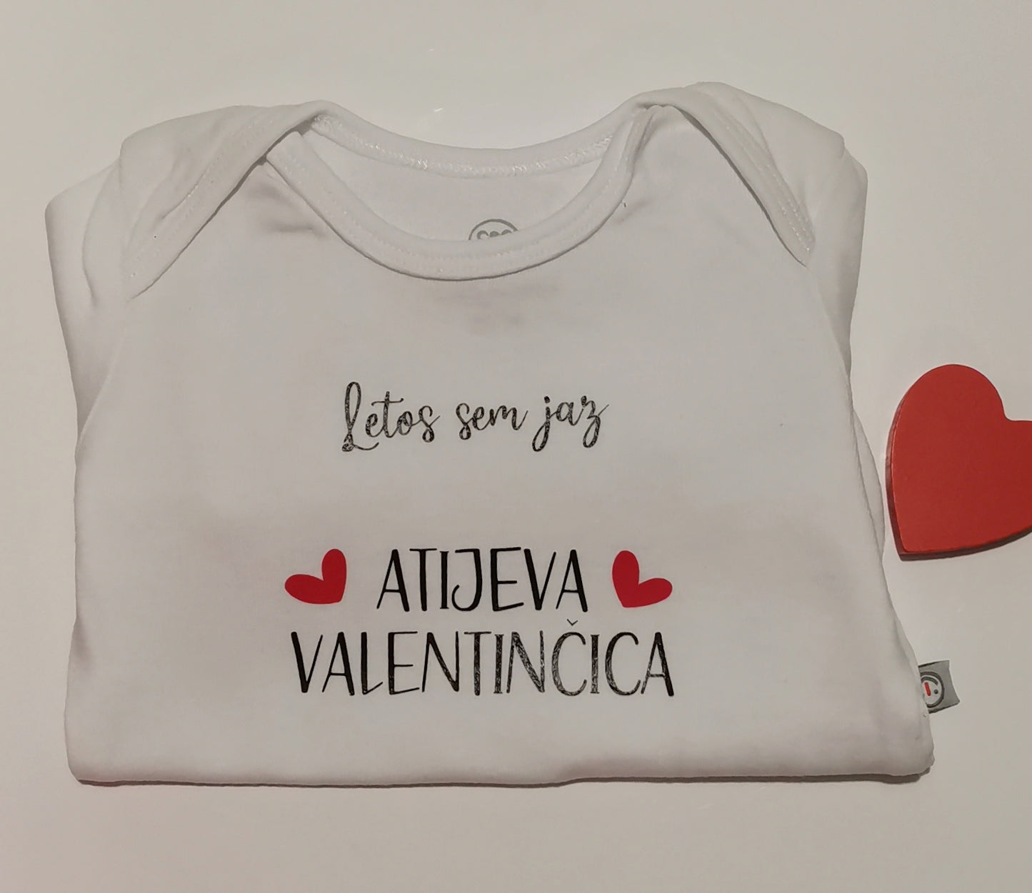 bodi za otroke z napisom Letos sem jaz atijeva vanlentinčica