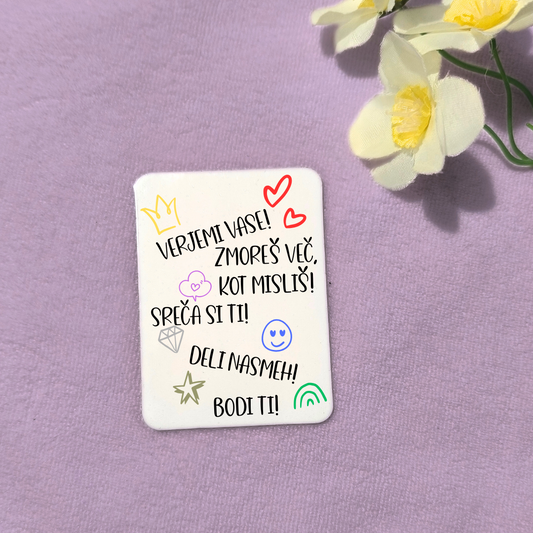 Motivacijski magnet z barvitimi napisi – pozitivno sporočilo za hladilnik ali delovno mizo