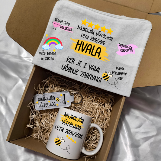 darilni paket skodelica, peresnica in etui Hvala