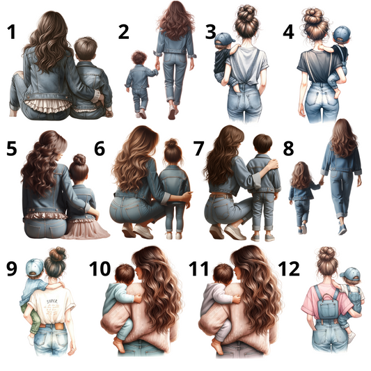 Majica z ilustracijo mame in otroka ter imena – personalizirano oblačilo za družinske trenutke - motivi