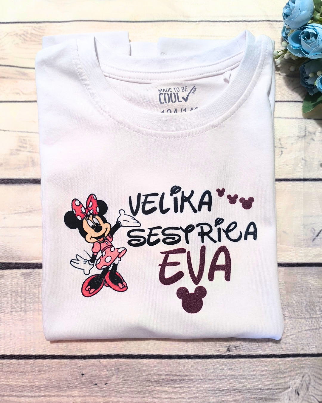majica velika sestrica z imenom in minie misko