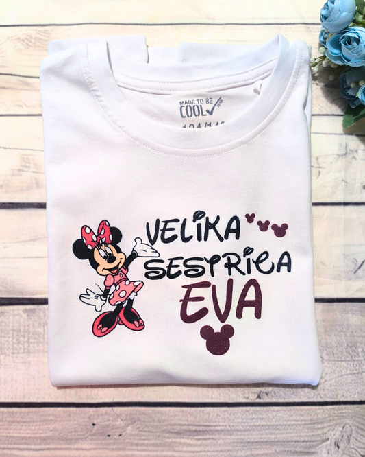 majica velika sestrica z imenom in minie misko