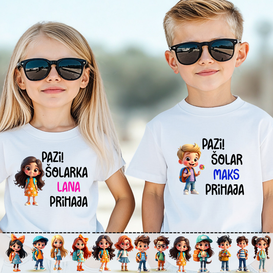 majica za prvošolca in prvošolko z imenom in motivom