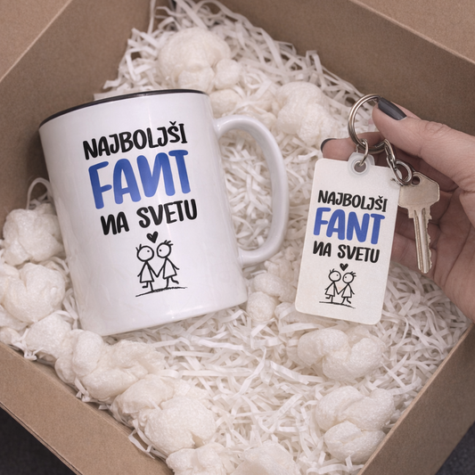 rustikalna skodelica najboljši fant na svetu in obesek za ključe