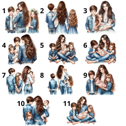 Majica z ilustracijo mame in otrok ter imena – personalizirano oblačilo za družinske trenutke - motivi